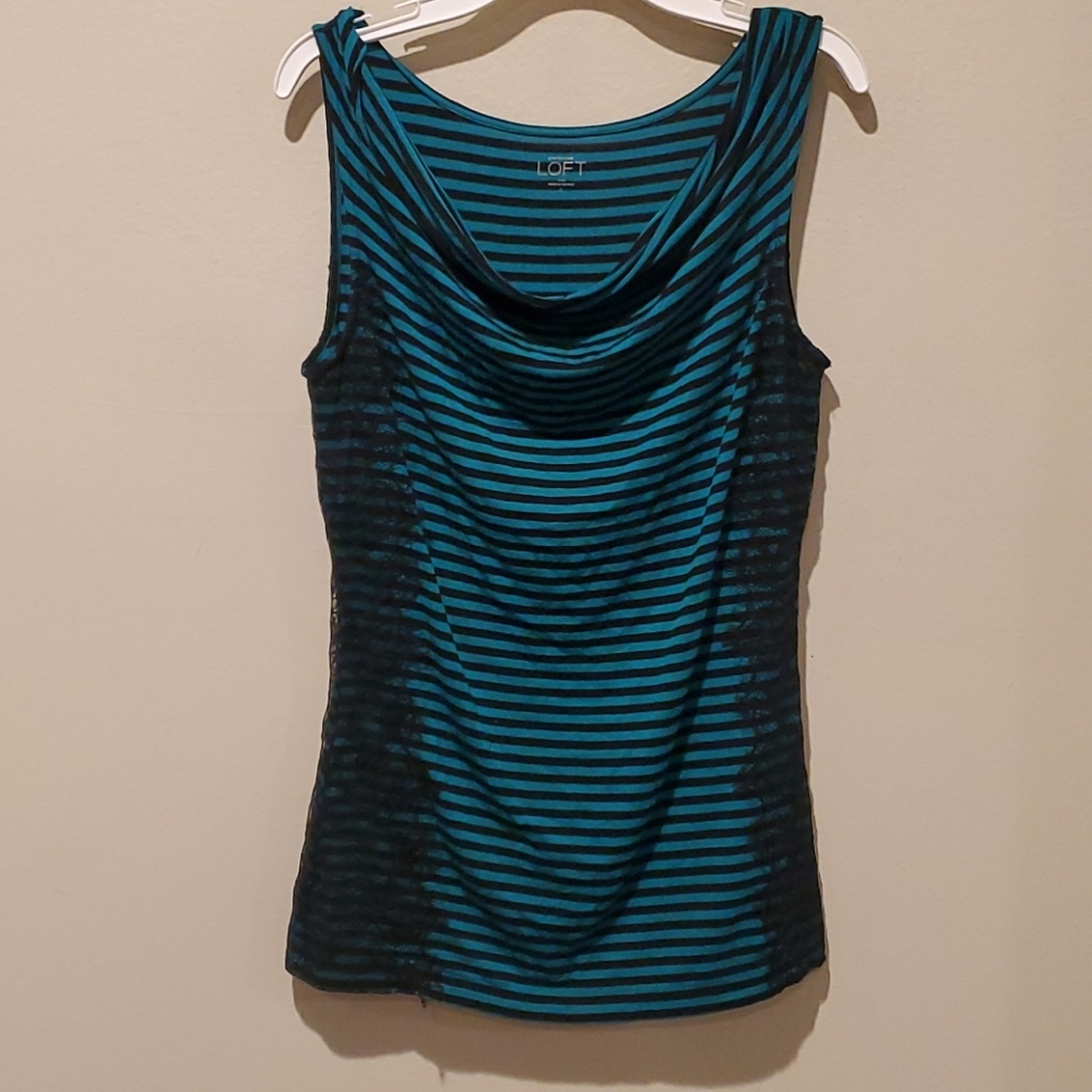 ❤ ANN TAYLOR LOFT LACY STRIPED TANK TOP, SMALL